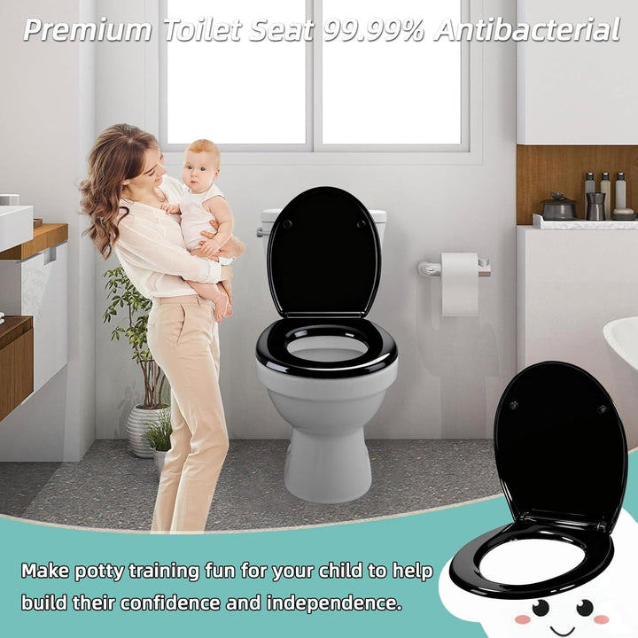 WC Sitz Mit Absenkautomatik,Toilettendeckel Ovale-Form Hochwertige Und Stabile Antibakterieller Toil