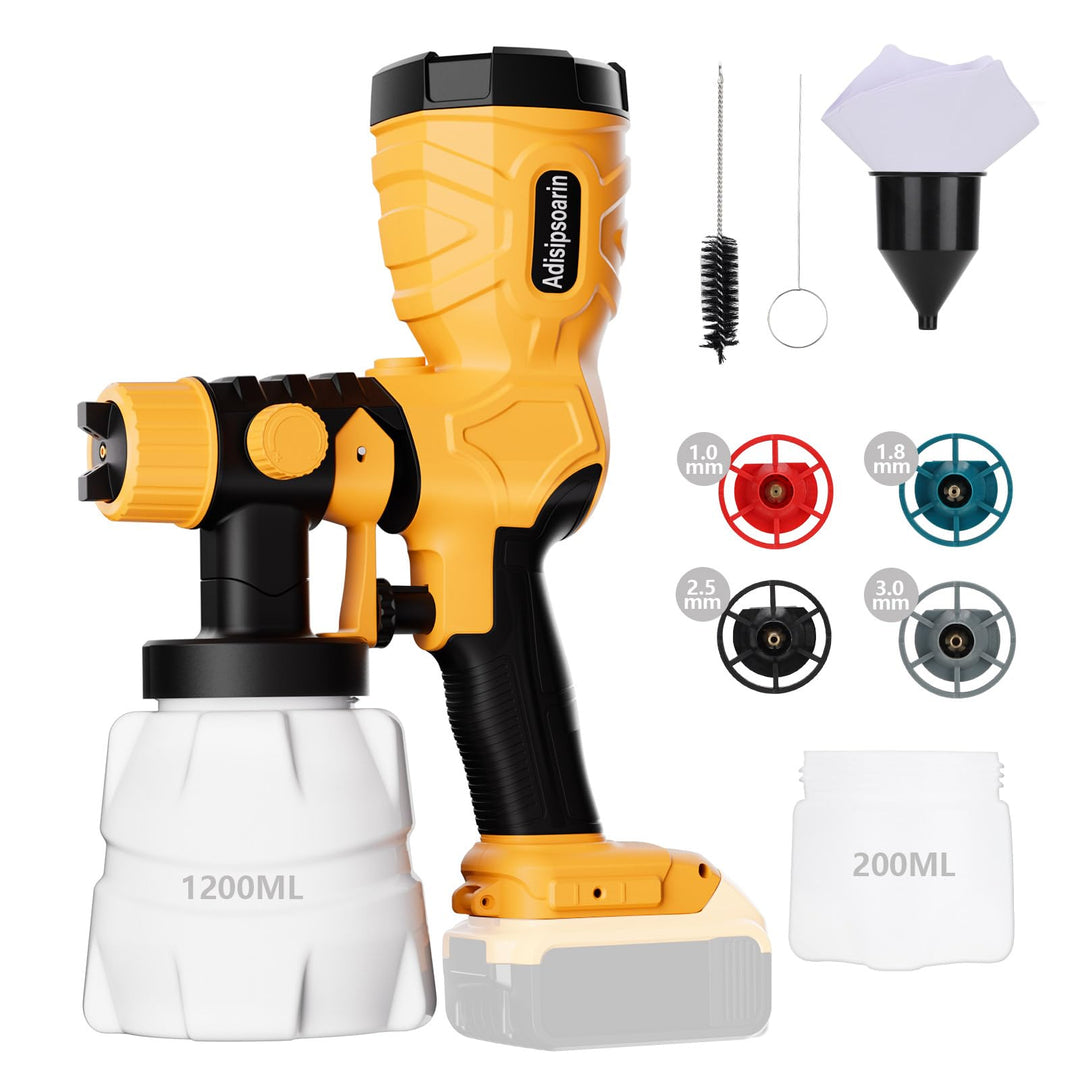 Adisipsoarin 18V Farbsprüher Hochgeschwindigkeit für Dewalt 18V Akku, 2 Behälter, leicht zu reinigen
