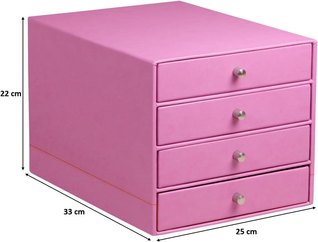 Rhodia 318961C Schubladenbox (mit 4 Schubladen, Griffe aus Metall, Kunstleder, elegant und praktisch