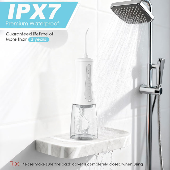 Munddusche Kabellos, Wasser-Bewässerungssatz mit 350ml Wassertank, Zahnbürste Elektrisch 5 Modi & 5