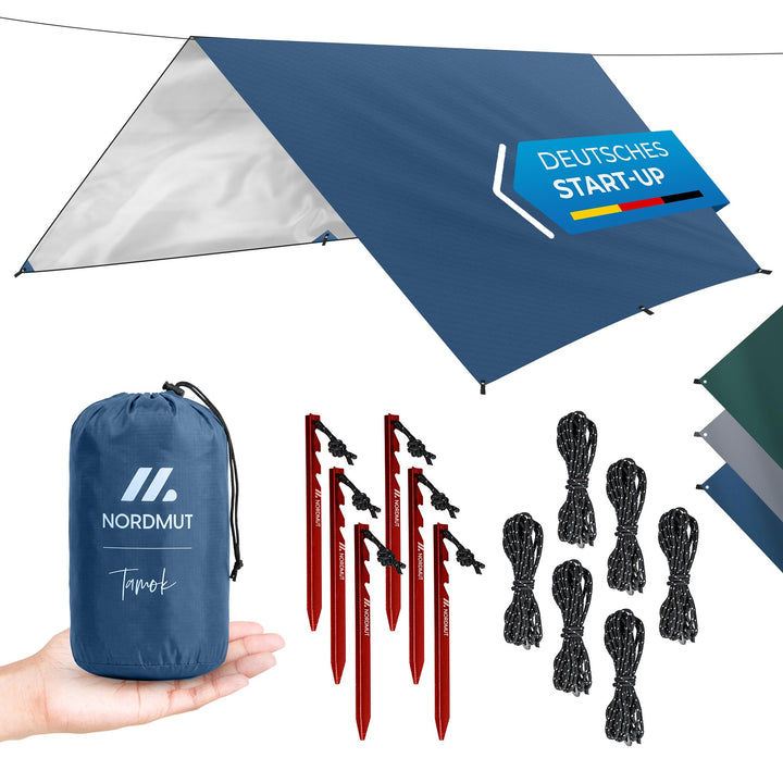 NORDMUT® Tarp 3x3/4m wasserdicht für optimalen Regen- und Sonnenschutz – Robuste Zeltplane kleines P
