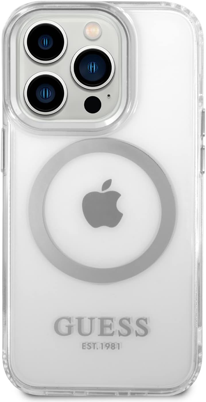 Guess GUHMP14XHTRMS Hülle für iPhone 14 Pro Max 6,7" Silber/Silver Hard case Metal Outline