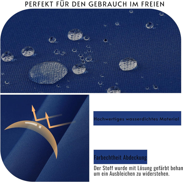 Outdoor Stuhlkissen 45x45, 2er Set mit Bändern, Navy | Wasserdichtes Sitzkissen mit Weicher Schaumst
