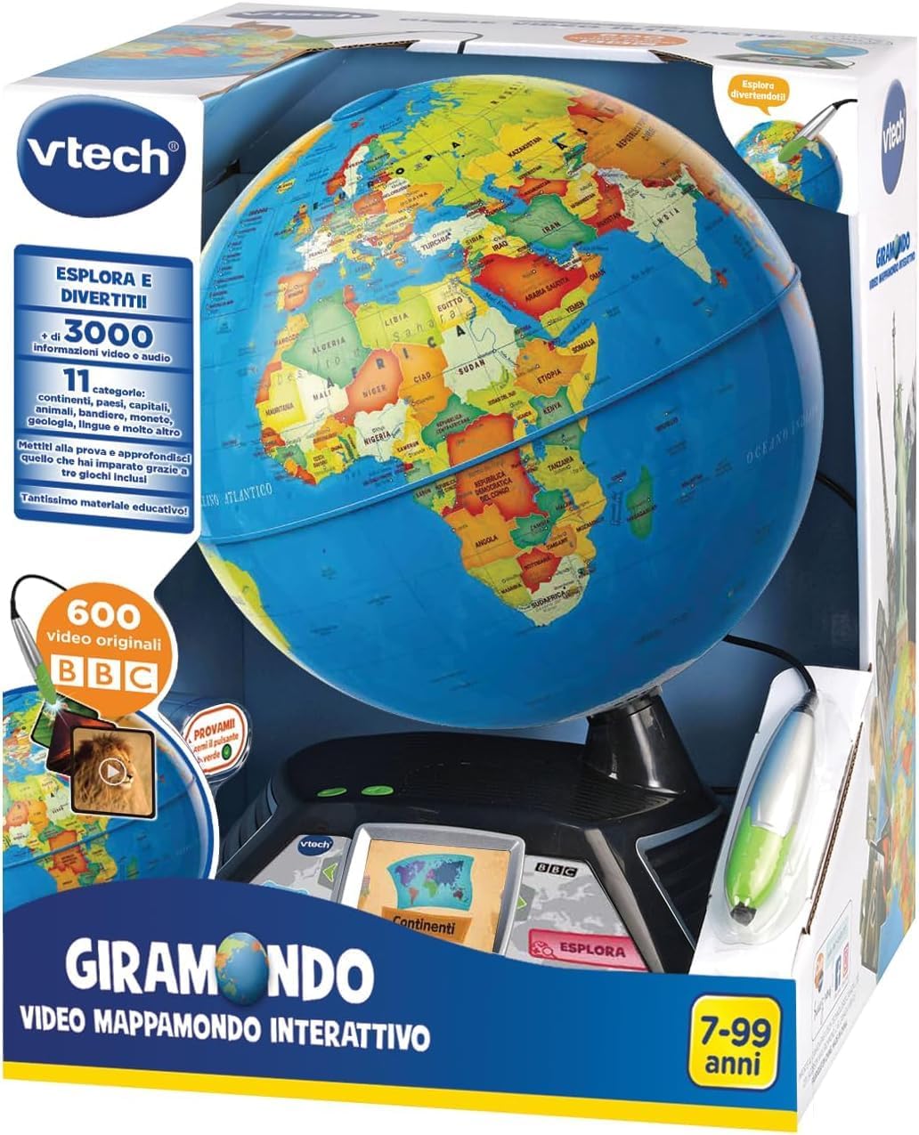 VTech Giramondo Interaktiver Videokarten, Weltkarte für Kinder, mit Touch-Stift und Bildschirm 2,7 Z