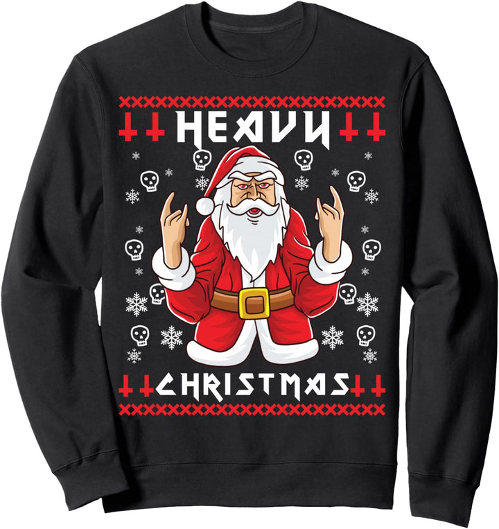 Heavy Metal Christmas Sleigher Hail Santa Claus Rock Musik Sweatshirt