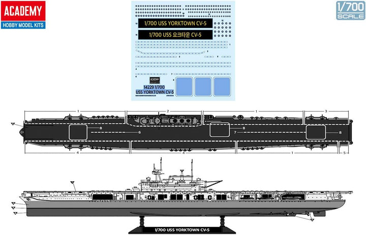 Academy Hobby Modellbausatz 1/700 ACA14229 USS Yorktown CV-5, Mittel