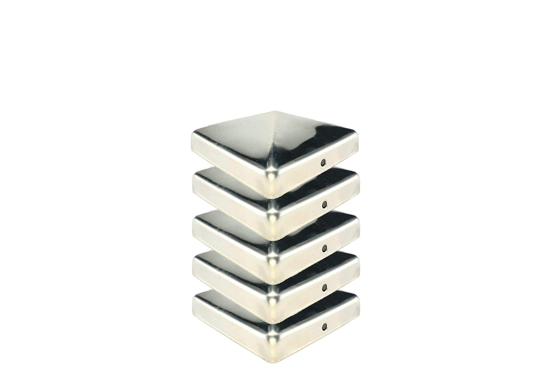 Premium Pfostenkappe 91x91 mm aus Edelstahl für Pfosten 9x9 cm Pyramide Zaunkappe Abdeckkappe 5 Stüc