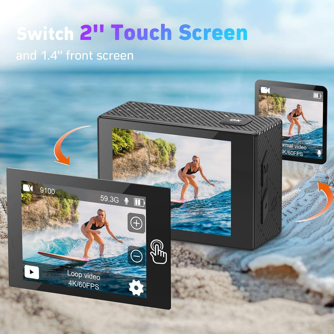 Speed 20 Action Cam 4K60FPS 40MP WiFi Unterwasserkamera 40M Wasserdicht Ultra HD Touchscreen Actionc