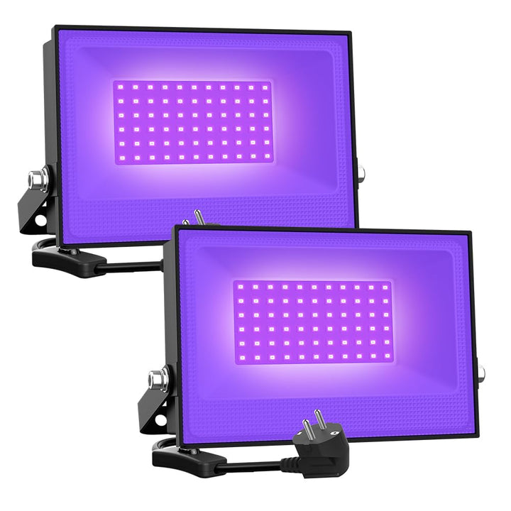 Onforu 2er 50W LED UV Strahler, Schwarzlicht Strahler mit Stecker, IP66 Wasserdicht Schwarzlichtlamp