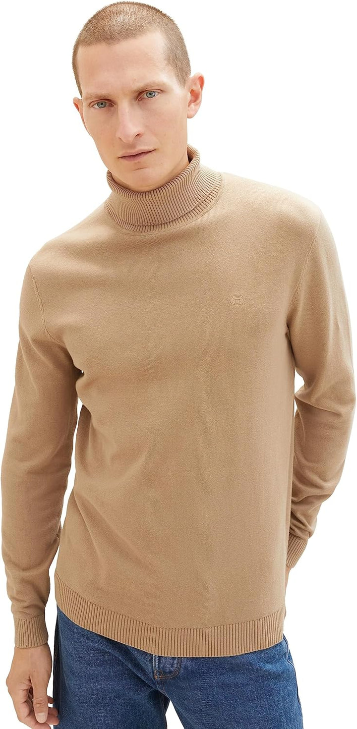 TOM TAILOR Herren Basic Rollkragen-Pullover aus Strick 3XL 10942 - Beach Sand, 3XL 10942 - Beach San