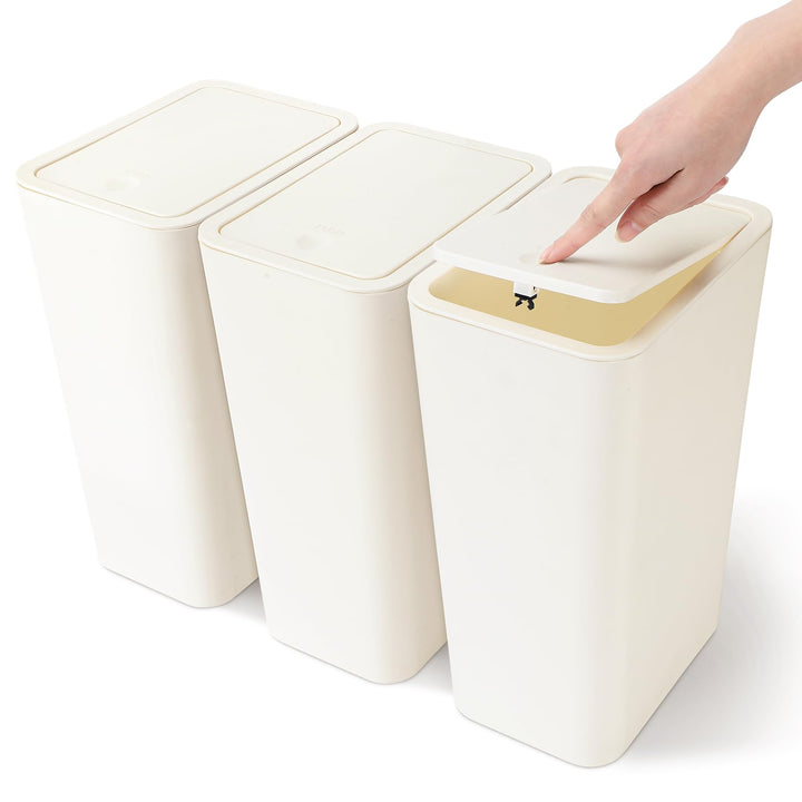 JOTOM 3er Set Mini Mülleimer Badezimmer mit Pop-Up Deckel, 10L moderner Abfalleimer Papierkorb Trash