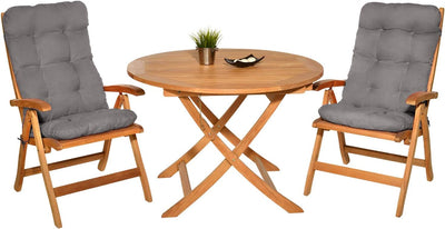 Beautissu 2er Set Hochlehner Auflagen 120x50x8cm - Sitzpolster Set für Gartenstühle Outdoor Stuhlkis