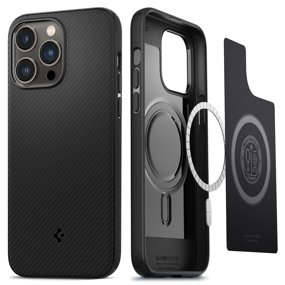 Spigen Mag Armor MagFit Hülle für iPhone 14 Pro für MagSafe Magnetisch Case Handyhülle -Matte Black,