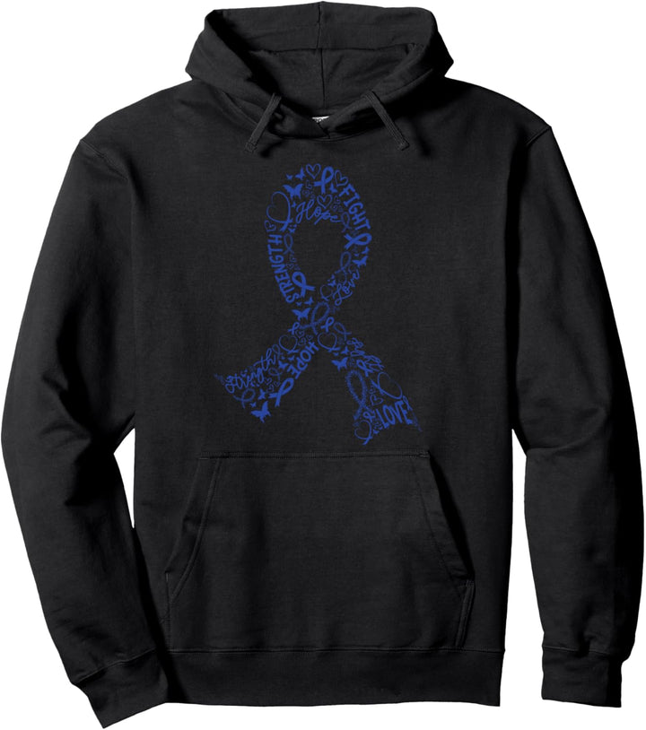 Dickdarmkrebs Kampf Blaues Band Bewusstsein Überlebende Gesc Pullover Hoodie