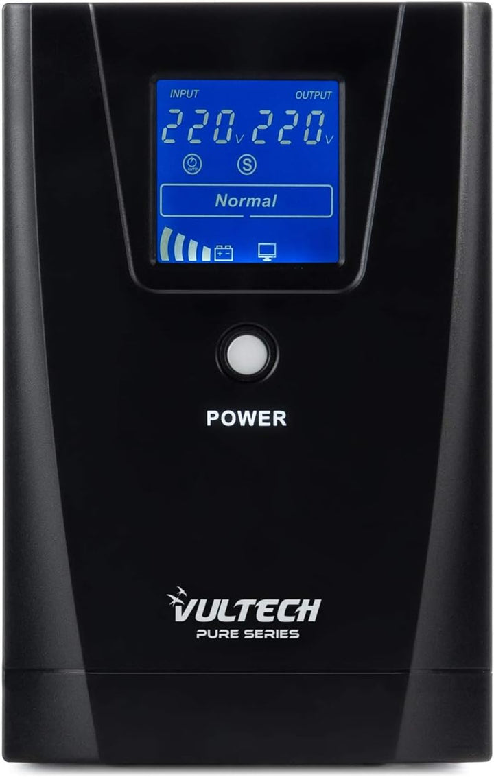 Vultech UPS1500VA-PURE Pure Line Interactive mit Sinuswelle, Schwarz, Tower, USV Serie Pure 1500 VA