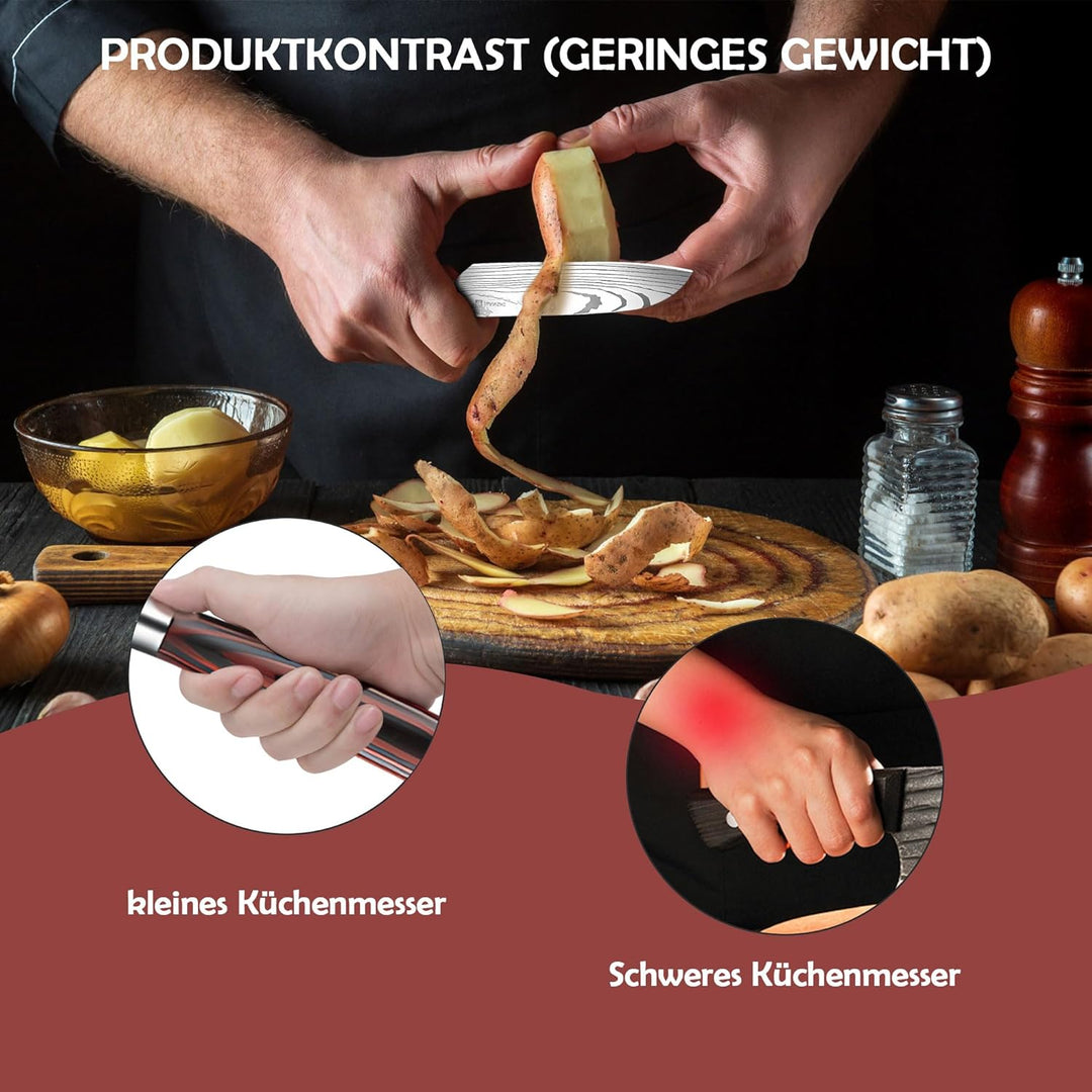 JUANSHI® Santokumesser 13,0 cm - Kochmesser aus hochwertigem Hoher Kohlenstoffgehalt Edelstahl, extr