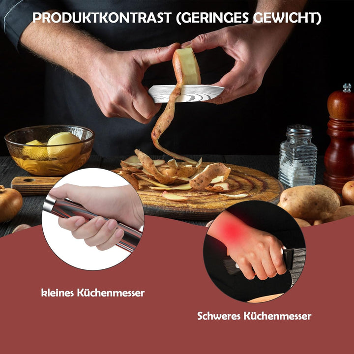 JUANSHI® Santokumesser 13,0 cm - Kochmesser aus hochwertigem Hoher Kohlenstoffgehalt Edelstahl, extr