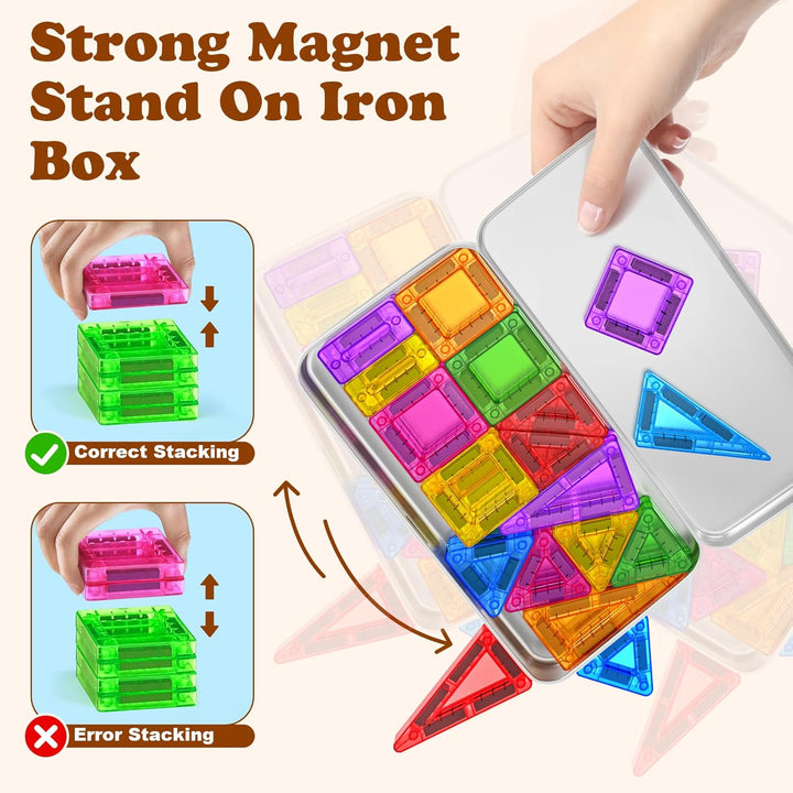 Magnetische Bausteine 42PCS Mini Magnetbausteine Reiseset Magnetspielzeug Montessori Reisespielzeug