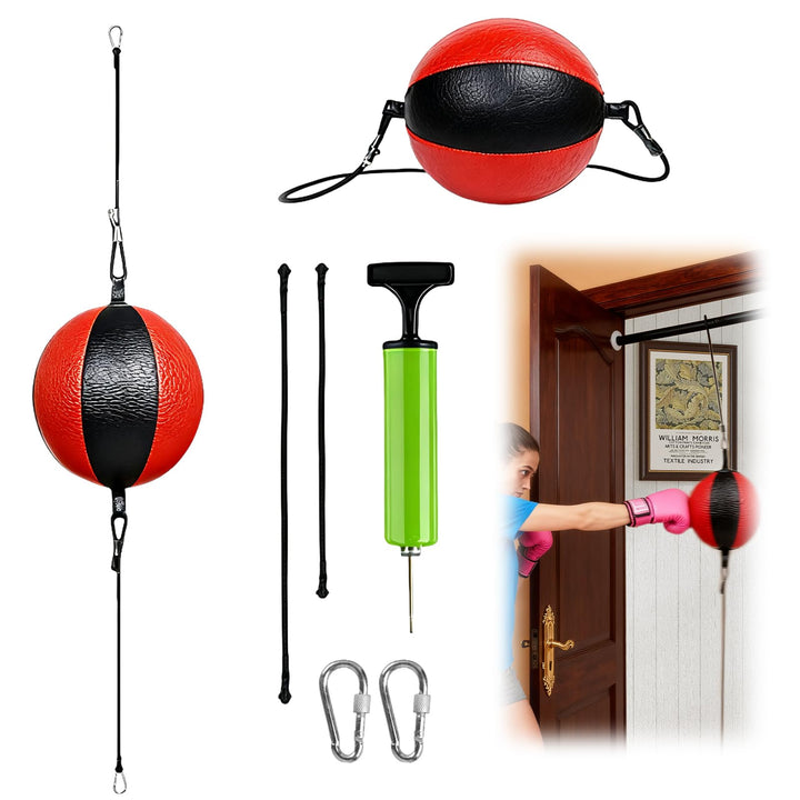 Doppelendball Boxball Speedball Set für Boxen und MMA Training, inklusive Pumpe und Sicherheitsversc