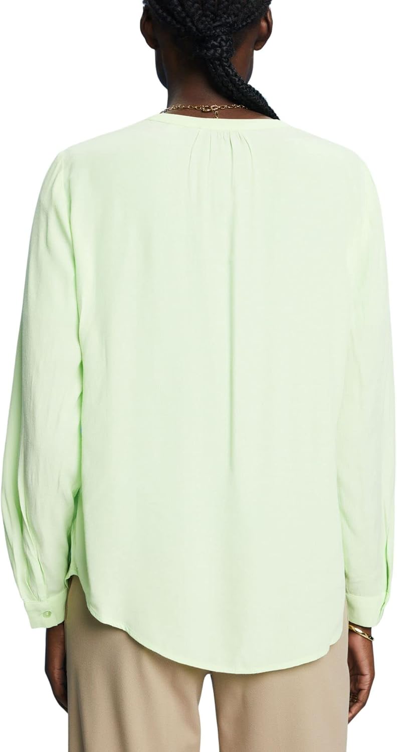 ESPRIT Crêpe-Bluse mit Schlitz am Ausschnitt