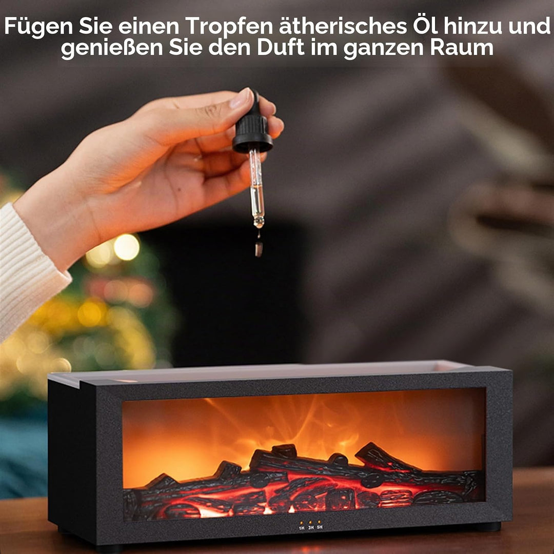 Diffusor LED Kamin Aroma Luftbefeuchter mit Fernbedienung, Dynamischem Flammeneffekt, 150ml Öl Aroma