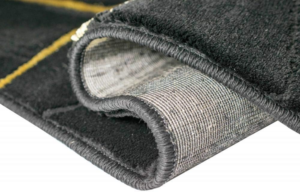 CARPETIA Teppich Wohnzimmer geometrisches Muster schwarz Gold Grösse 60x110 cm, 60x110 cm