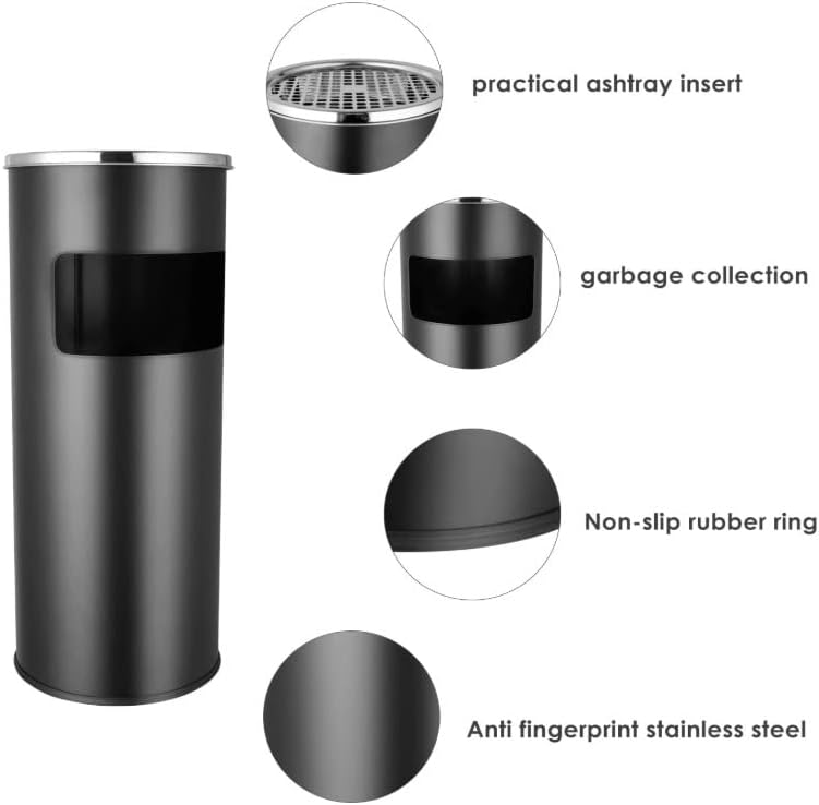 Standaschenbecher mit Papierkorb | Für Aussen und Boden mit Stahlgitter (Schwarz-1 Stück, 25 * 25 *