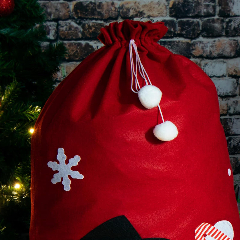 com-four® 3x Geschenksack XXL für Weihnachten - Nikolausbeutel mit weihnachtlichen Motiven zum Befül