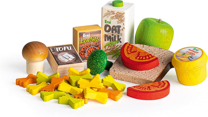 Erzi 28144 Sortierung Vegan aus Holz, Kaufladenartikel für Kinder, Rollenspiele