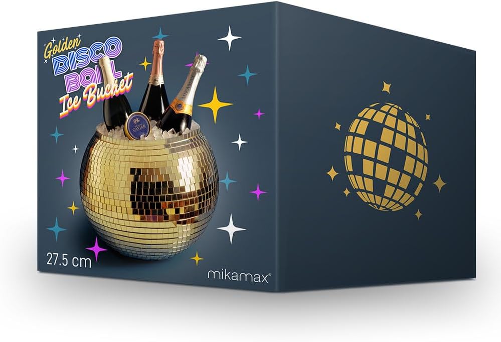 MikaMax Eiskübel Discokugel Gold – XL 11 Liter – Getränkekühler für Partys – Weinkühler &amp; Eisbehälte