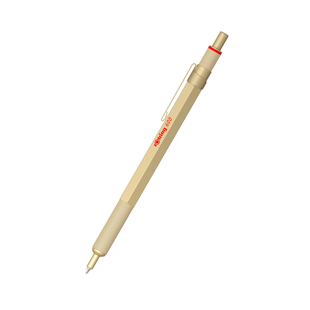 rOtring 600 Kugelschreiber | mittlere Spitze | Schwarze Tinte | Gold Schaft | nachfüllbar, 1 Stück (