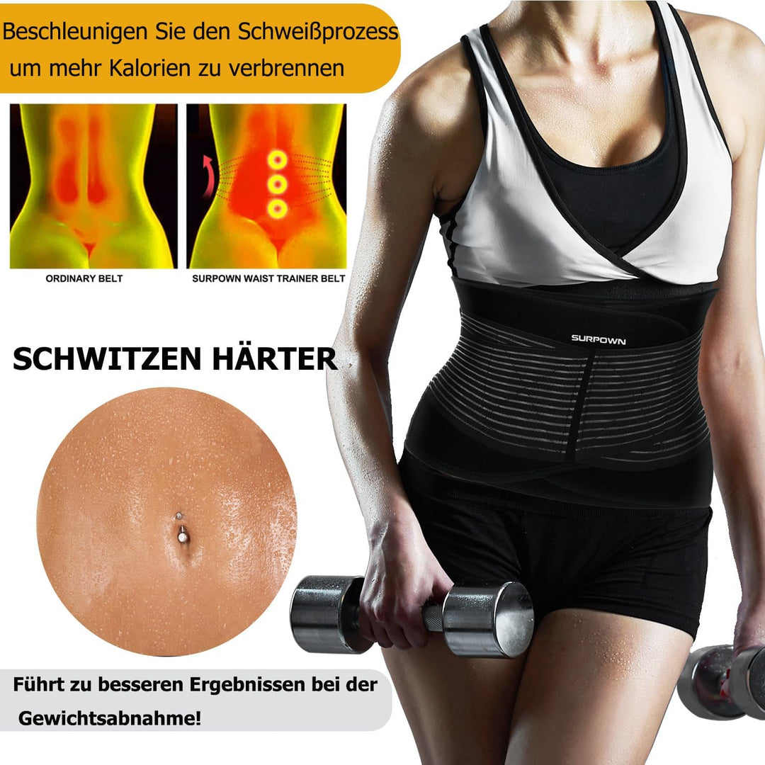 Waist Trainer Damen Herren zum abnehmen, Bauchweggurtel Schwitzgurtel, Bauch Sport Gürtel, Rückenstü