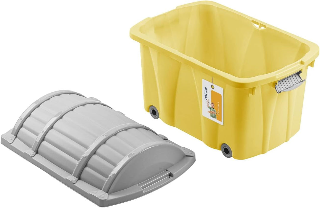 PAFEN Piraten Spielzeugkiste 49l mit Rollen - Schatzkiste 58 x 38,5 x 37,5cm - Spielzeugbehälter Auf
