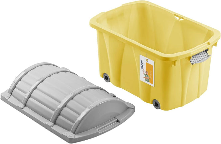 PAFEN Piraten Spielzeugkiste 49l mit Rollen - Schatzkiste 58 x 38,5 x 37,5cm - Spielzeugbehälter Auf