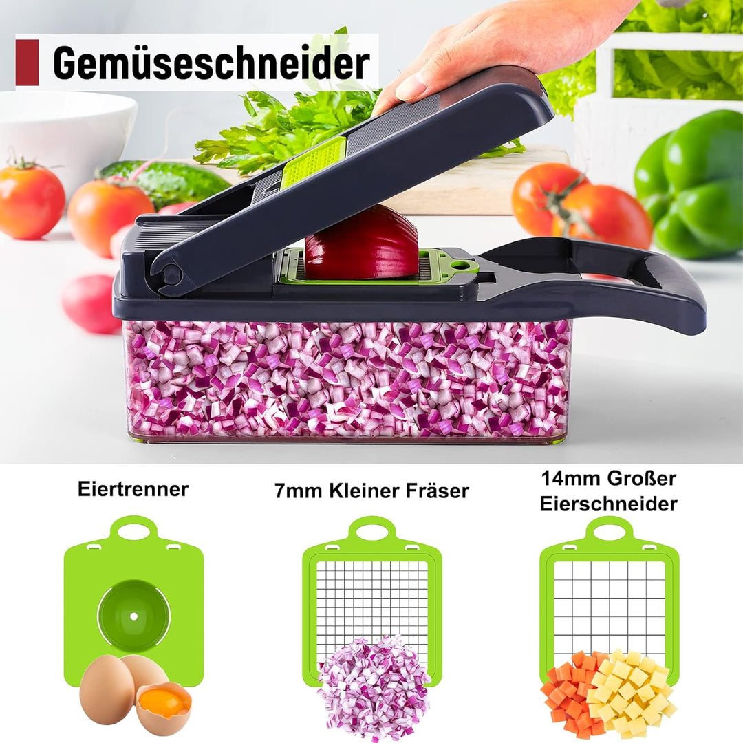 16 In 1 Gemüseschneider,Multifunktion Gemüse Schneider,Vegetable Chopper,Würfelschneider mit 7 Austa