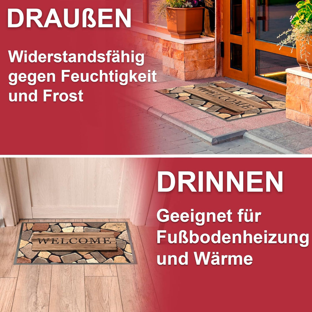 Hochwertige Fussmatte 60x80 cm (Large) – Schmutzfangmatte für Innen & Aussen, rutschfest mit hoher S