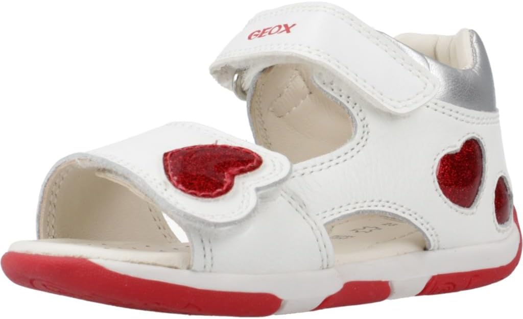 Geox Mädchen B Tapuz Girl Sandal 20 EU White Red, 20 EU White Red