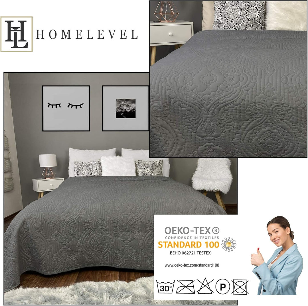 HOMELEVEL Tagesdecke Bett & Sofaüberwurf Bettüberwurf Sofa Tages Ornamente Decken Betthusse XXL Deck