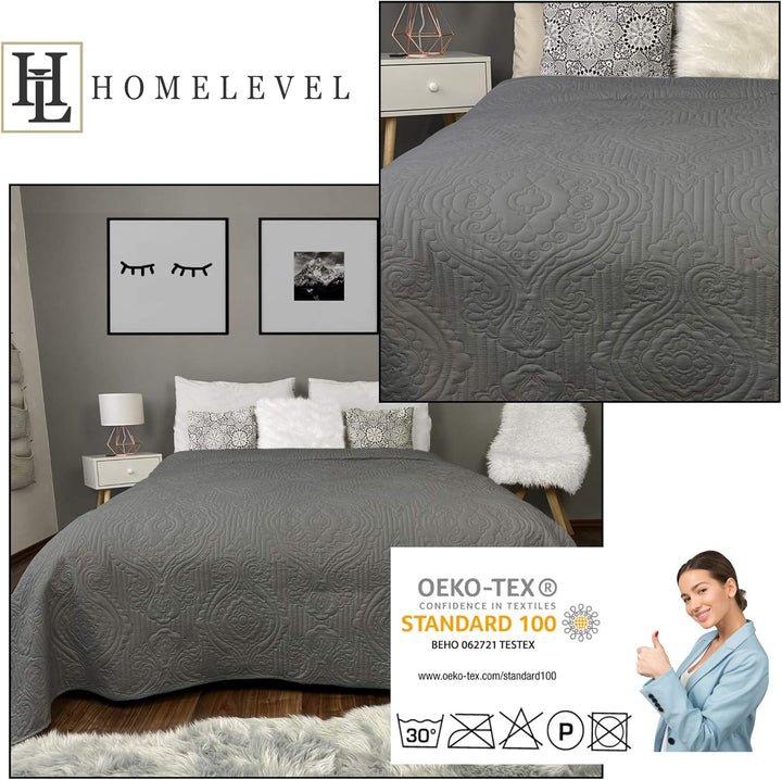 HOMELEVEL Tagesdecke Bett & Sofaüberwurf Bettüberwurf Sofa Tages Ornamente Decken Betthusse XXL Deck
