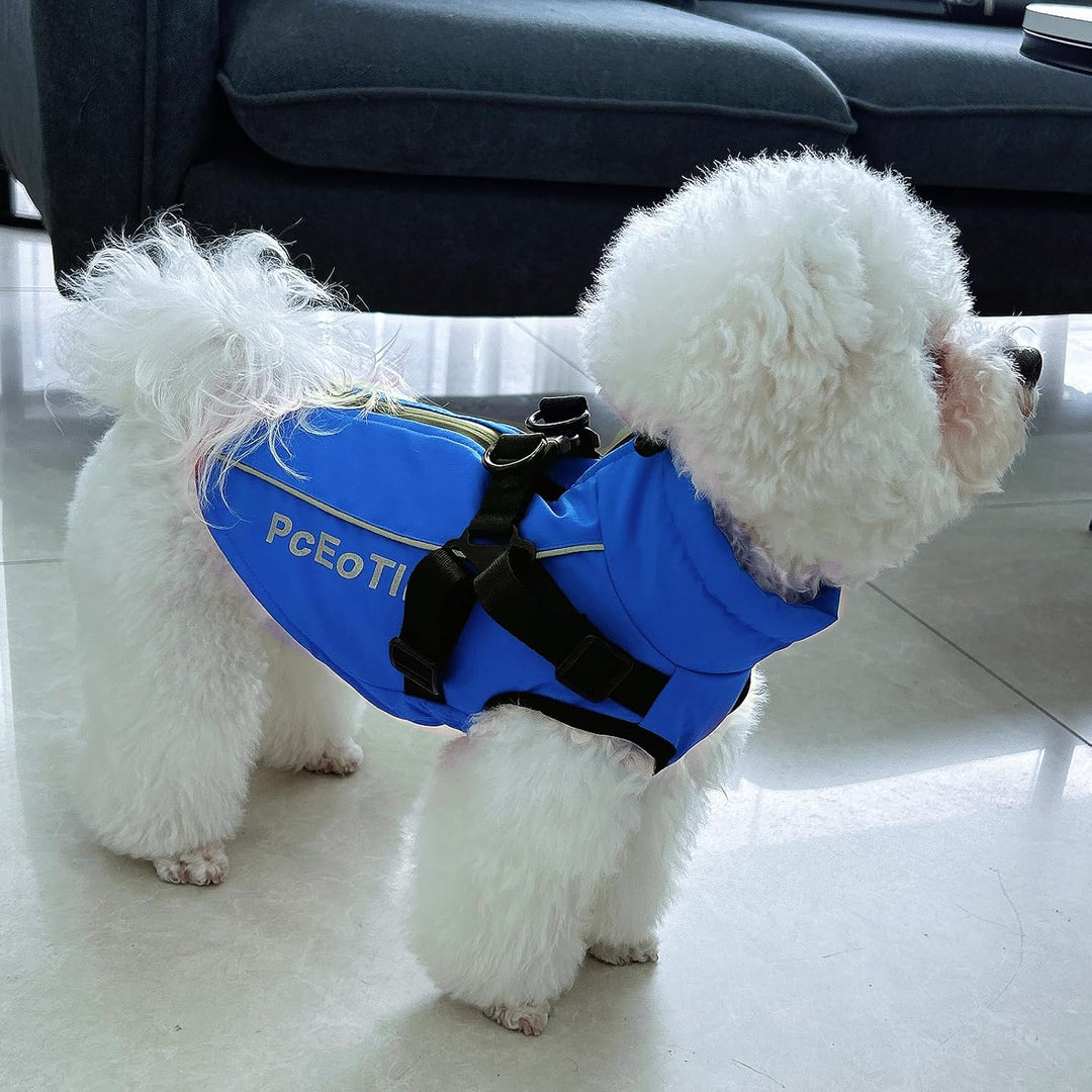 PcEoTllar Wasserdichter Hundemantel für kleine Hunde, warme reflektierende Jacke mit Geschirr für de