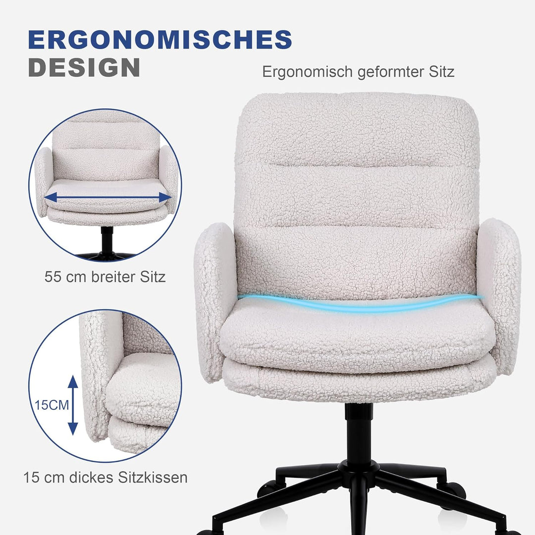 Youhauchair Schreibtischstuhl, Schminktisch Stuhl aus Kunstpelz, Bequemer Drehstuhl Schreibtisch Stu