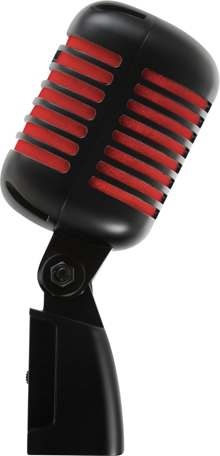 Pronomic DM-66BK/RD Mikrofon Dynamisches Vintage Gesangsmikrofon Retro Vocal Mikrofon (Frequenzgang: