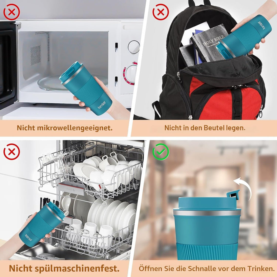 KETIEE Kaffeebecher to go,510ml Thermobecher Kaffee-to-go,Kaffeebecher Thermo,Doppelwandig Reisebech