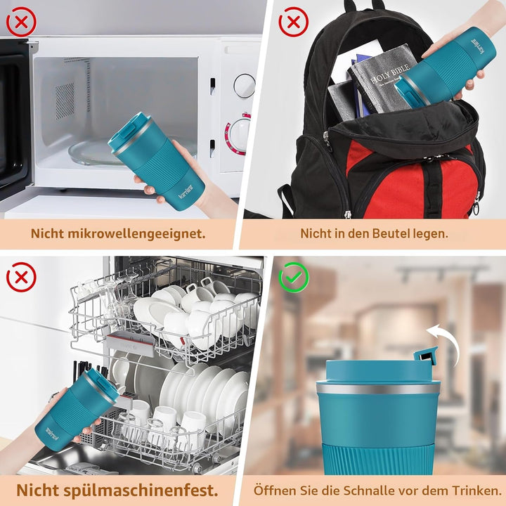 KETIEE Kaffeebecher to go,510ml Thermobecher Kaffee-to-go,Kaffeebecher Thermo,Doppelwandig Reisebech
