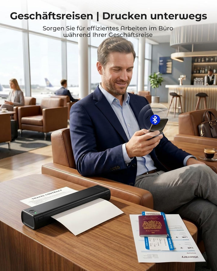 Phomemo M08F Mobiler Drucker A4 für Unterwegs Thermodrucker - Tragbarer Bluetooth Drucker für Den He