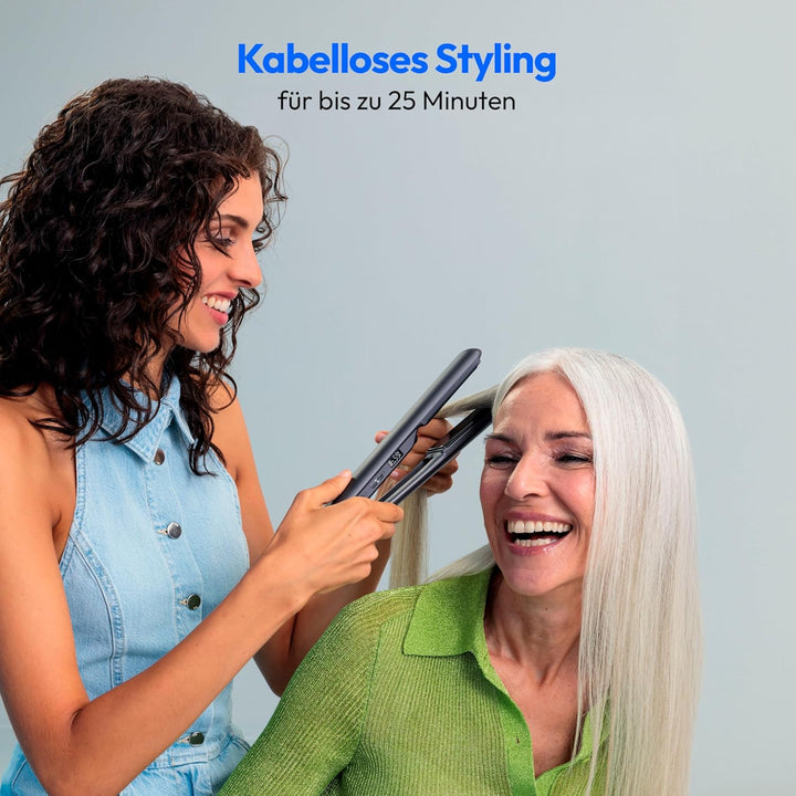 MEDION Glätteisen HS2 (kabellos, Display, 5 regelbare Hitzestufen, 165° bis 210°, breite flexible Ke