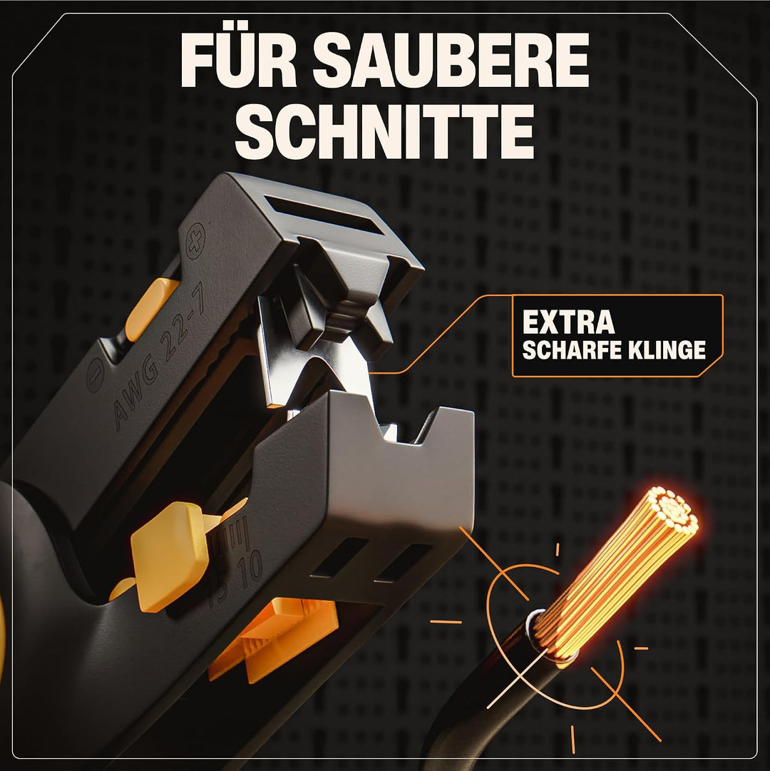 BAURIX® Abisolierzange automatisch – Abisolierwerkzeug mit Kabelschneider für Kabel 0,5–6mm² – Für E