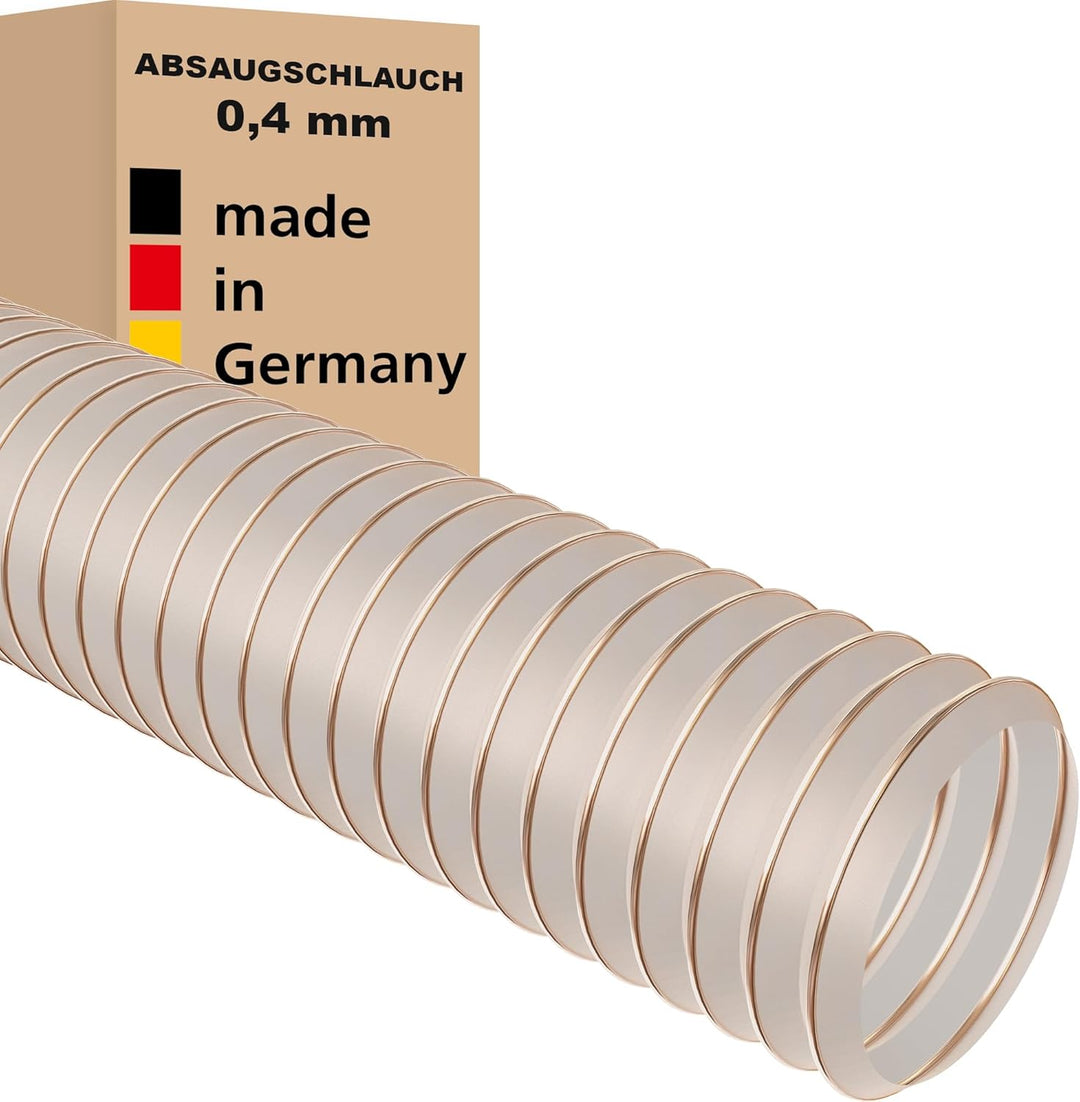 Absaugschlauch 0,4 mm - 40 mm / 5 m transparent für Absauganlage Spiralschlauch schwer entflammbar S