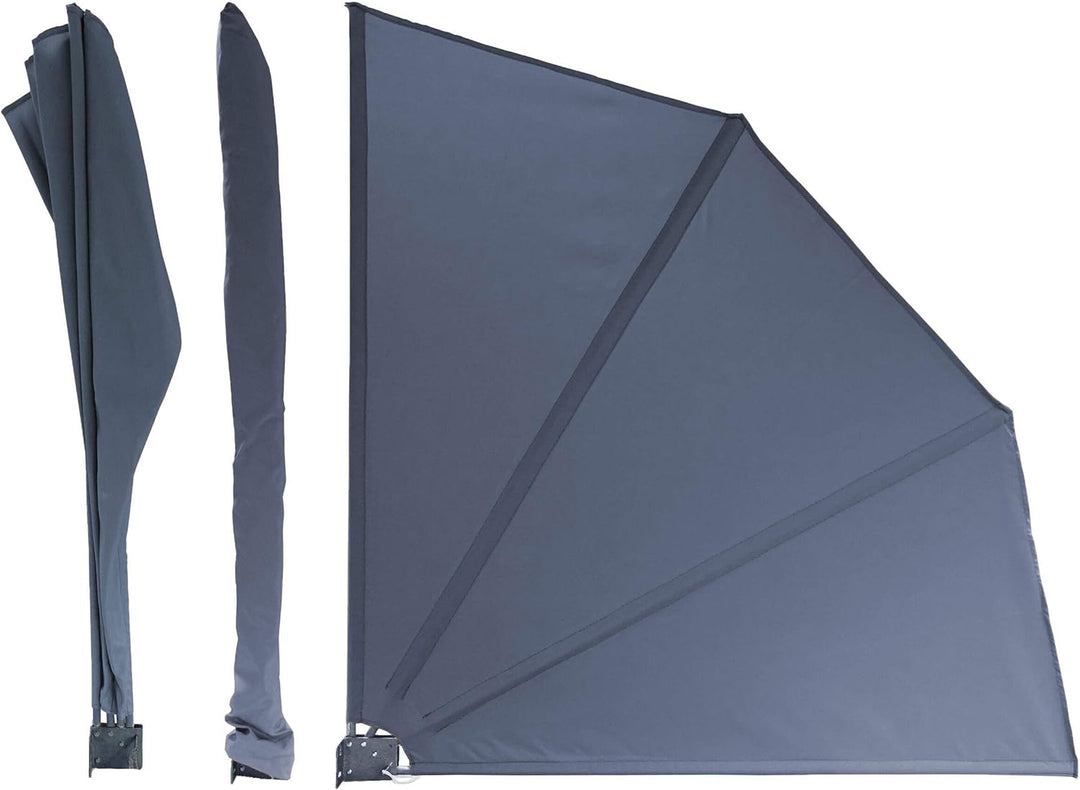 QUICK STAR 2 Stück Sichtschutz Fächer 115 x 115 cm Anthrazit Easy Mount Wandplatte Balkon Trennwand