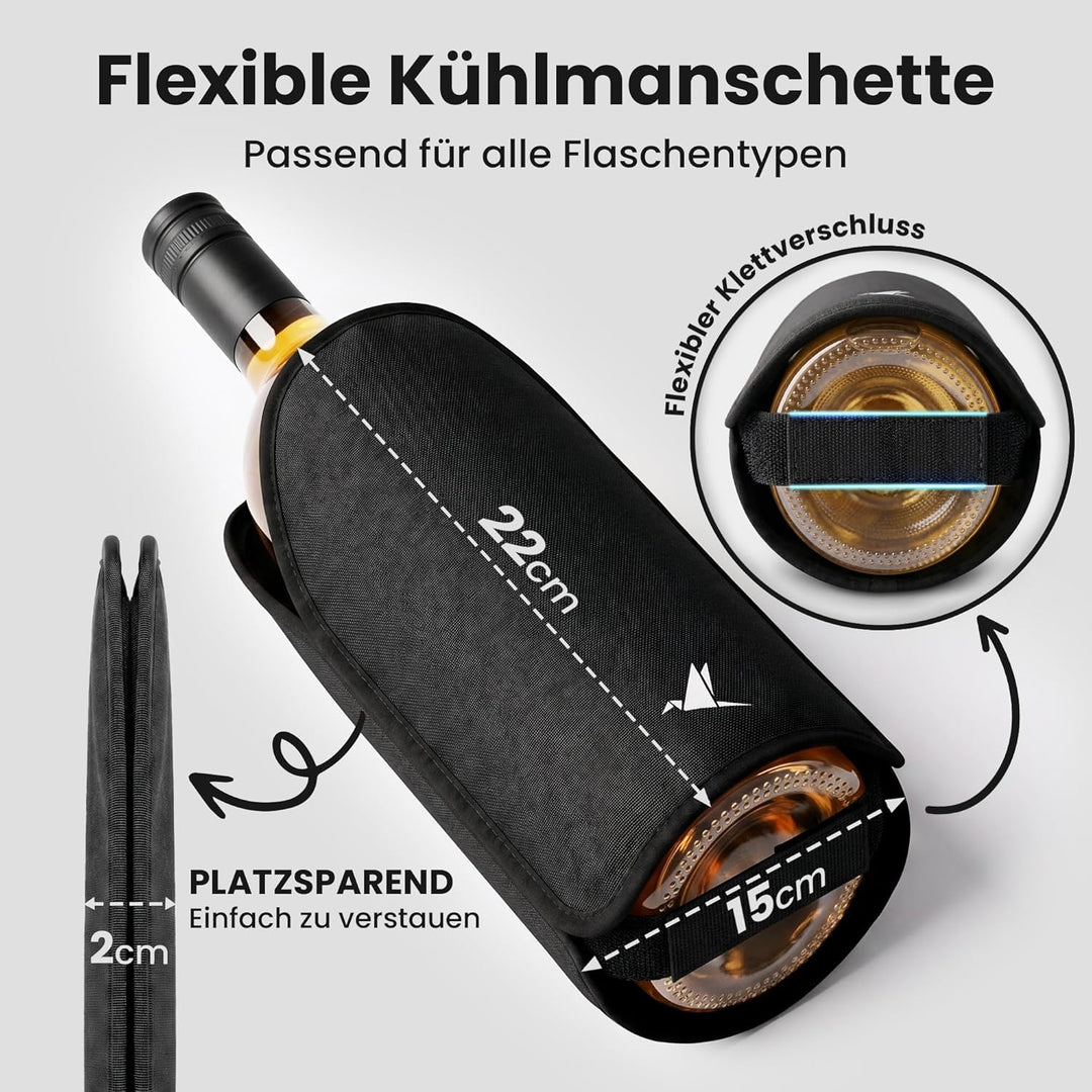 Beyond Weinkühler Manschette 2er Set - Kühlmanschette für Wein & Sekt - Flaschenkühler für unterwegs